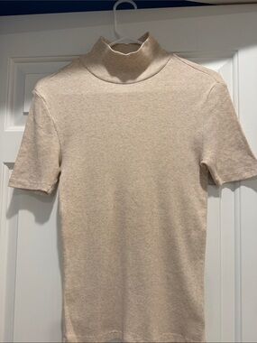 Sanctuary Beige Short-Sleeve Mock Neck Tee
